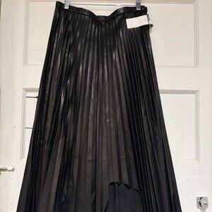 HELMUT LANG Pleated Leather Midi Skirt (10)